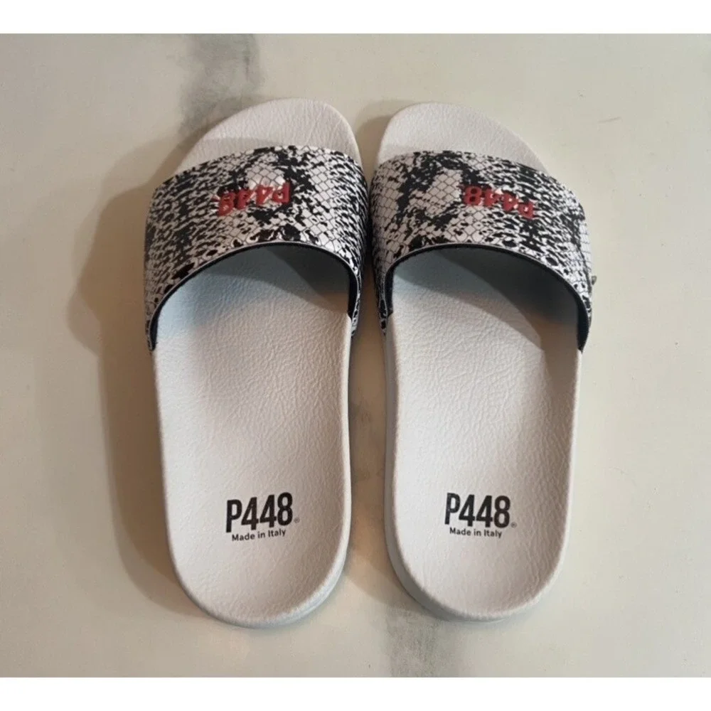 P448 Super Slide Sandals White Snake Red Slippers Italy EU 38 Women's 7.5 - 8